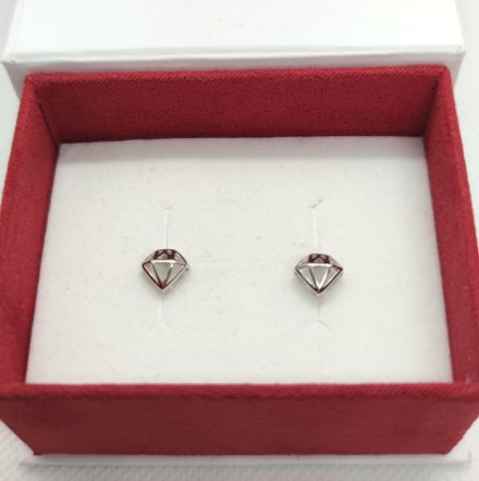 Srebrne kolczyki diamencik GR14 • Srebro 925