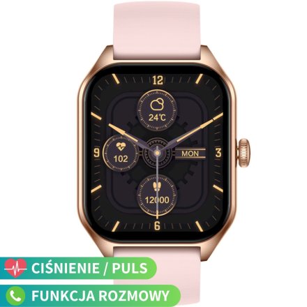 Różowy smartwatch z funkcją rozmowy Rubicon RNCF03 SMARUB205