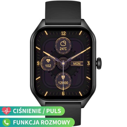 Czarny smartwatch z funkcją rozmowy Rubicon RNCF03 SMARUB204
