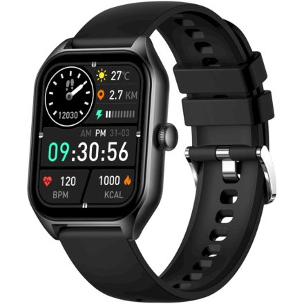 Czarny smartwatch z funkcją rozmowy Rubicon RNCF03 SMARUB204