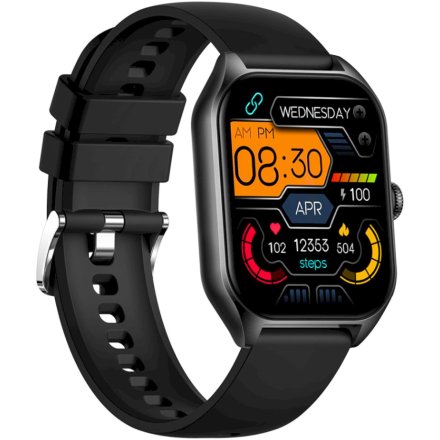 Czarny smartwatch z funkcją rozmowy Rubicon RNCF03 SMARUB204