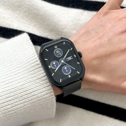 Czarny smartwatch z bransoletką z funkcją rozmowy Rubicon RNCF03 SMARUB207