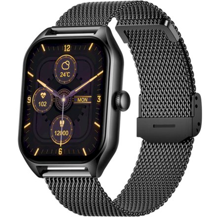 Czarny smartwatch z bransoletką z funkcją rozmowy Rubicon RNCF03 SMARUB207