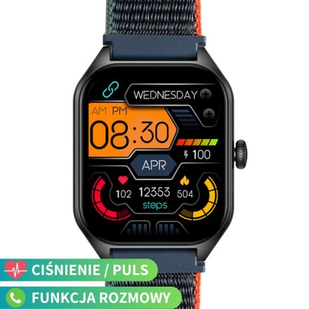 Granatowy smartwatch z funkcją rozmowy Rubicon RNCF03 SMARUB202