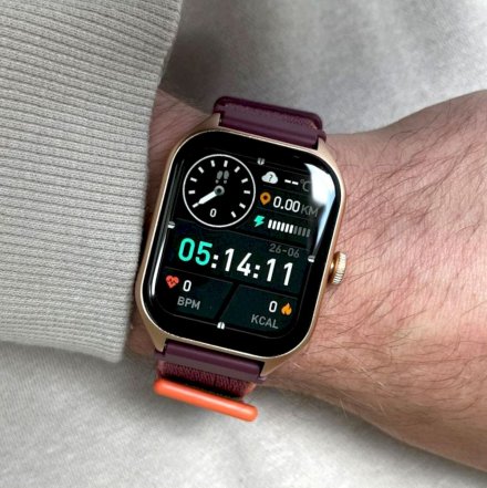 Brązowy smartwatch z funkcją rozmowy Rubicon RNCF03 SMARUB203