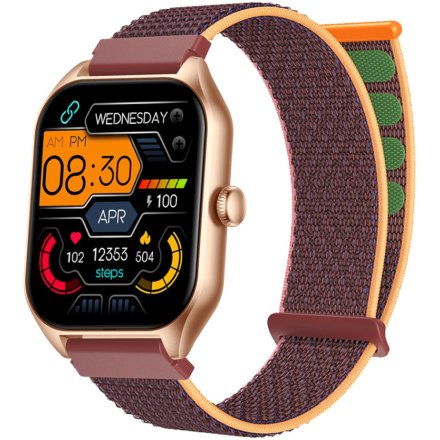 Brązowy smartwatch z funkcją rozmowy Rubicon RNCF03 SMARUB203