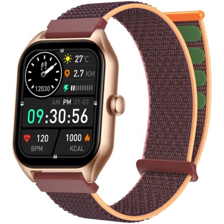 Brązowy smartwatch z funkcją rozmowy Rubicon RNCF03 SMARUB203