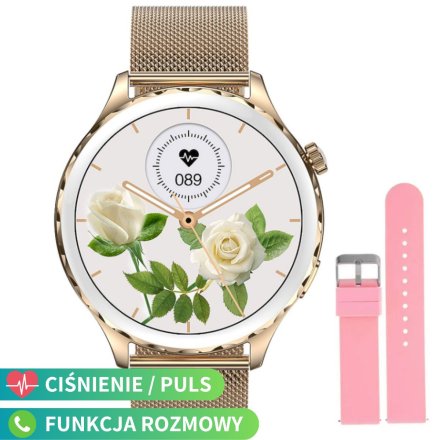 Złoty smartwatch damski z funkcją rozmowy Rubicon RNCF02 SMARUB200