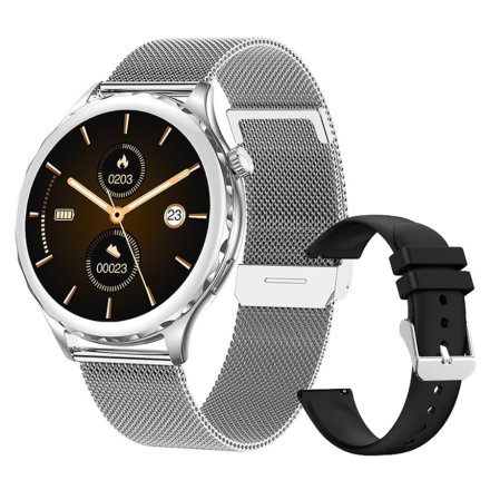 Srebrny smartwatch damski z funkcją rozmowy Rubicon RNCF02 SMARUB201