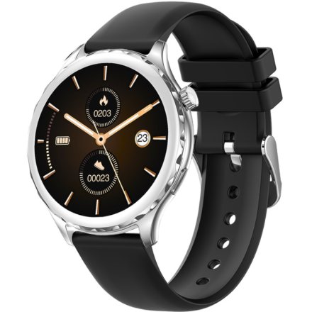 Srebrny smartwatch damski z funkcją rozmowy Rubicon RNCF02 SMARUB201