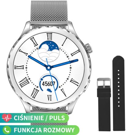 Srebrny smartwatch damski z funkcją rozmowy Rubicon RNCF02 SMARUB201