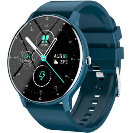 Granatowy smartwatch z pomiarem ciśnienia Rubicon RNCF01 SMARUB197