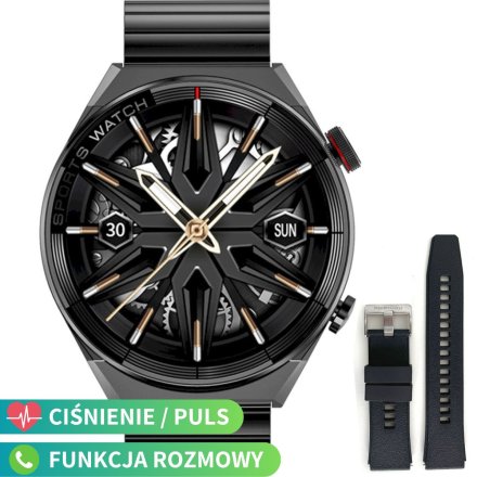 Czarny męski smartwatch z funkcją rozmowy Rubicon RNCE99 SMARUB194