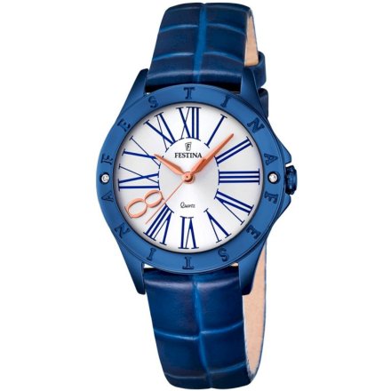 Niebieski Zegarek Damski Festina na pasku skórzanym 16931-1
