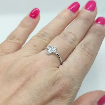 Srebrny pierścionek cyrkoniowy motyl GR22 • Srebro 925