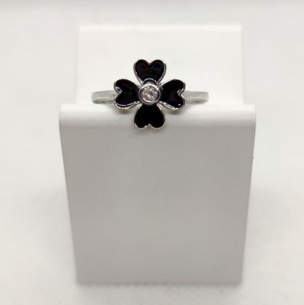 Srebrny pierścionek czarny kwiat GR30 • Srebro 925