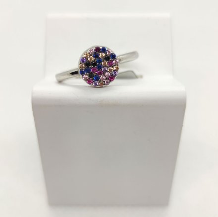 Srebrny pierścionek z kolorowymi cyrkoniami GR38 • Srebro 925