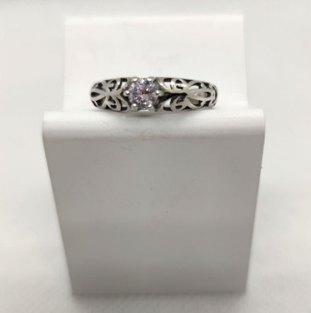 Srebrny pierścionek ażurowy z cyrkonią GR20 • Srebro 925