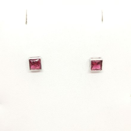 Srebrne  kolczyki z różową cyrkonią  GR14 • Srebro 925