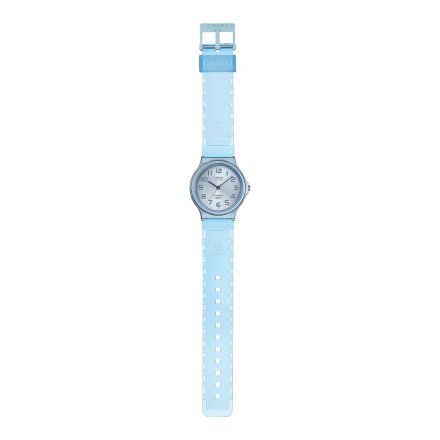 Błękitny zegarek Casio z przeźroczystym paskiem MQ-24S-2BEF