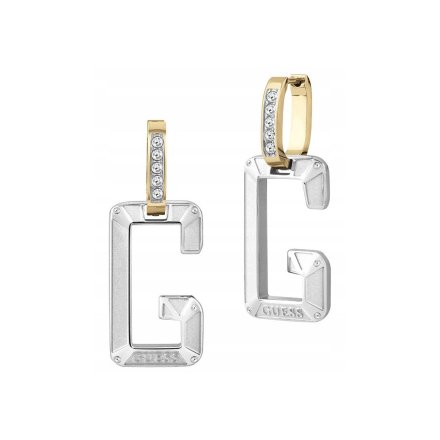 Srebrno-złote kolczyki Guess wiszące litery G GUESS G-SHADES JUBE01469JW