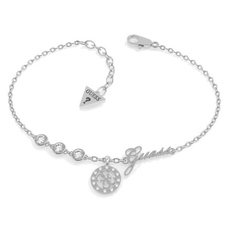 Srebrna bransoletka GUESS MINIATURE z kryształami i zawieszką JUBB79041JW (L)