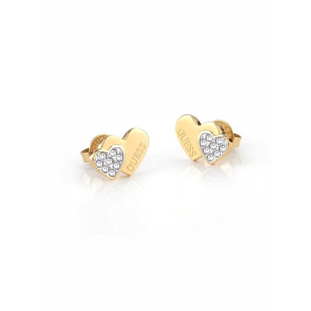 Złote kolczyki Guess serduszka GUESS STUDS PARTY JUBE02174JW