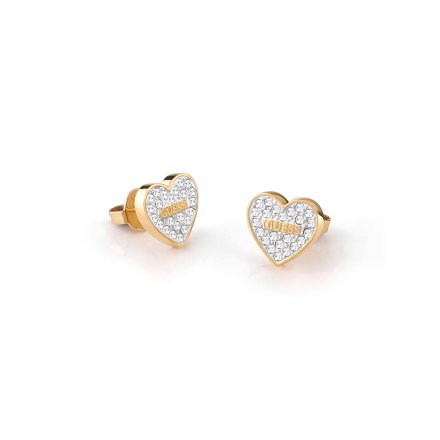Złote kolczyki Guess serduszka GUESS STUDS PARTY JUBE02173JW