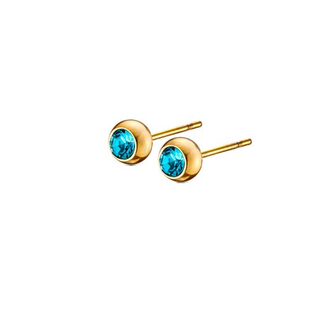 Biżuteria kolczyki damskie wkrętki małe złote z niebieskim oczkiem Venetto M10