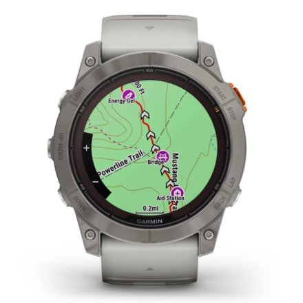 Zegarek Garmin Fenix 7 Pro Sapphire Solar Tytan z mglisto szaro-pomarańczowym paskiem 010-02777-21