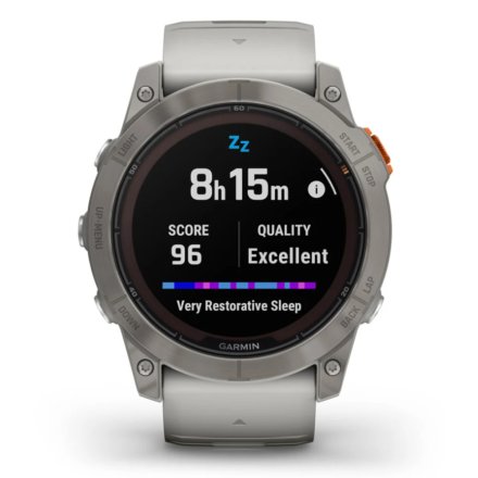 Zegarek Garmin Fenix 7 Pro Sapphire Solar Tytan z mglisto szaro-pomarańczowym paskiem 010-02777-21