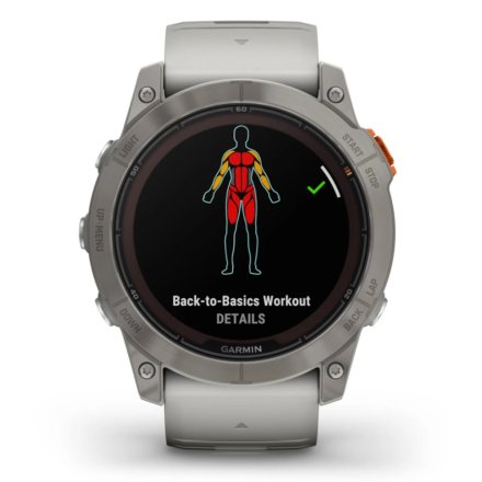 Zegarek Garmin Fenix 7 Pro Sapphire Solar Tytan z mglisto szaro-pomarańczowym paskiem 010-02777-21