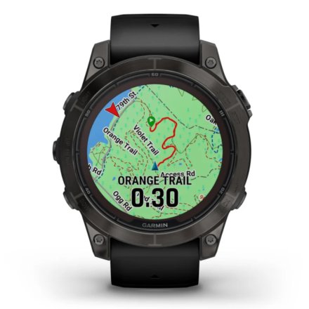 Zegarek Garmin Fenix 7 Pro Sapphire Solar Tytan węglowoszary z czarnym paskiem 010-02777-11