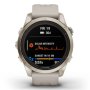 Zegarek Garmin Fenix 7S Pro Sapphire Solar złoty z piaskowym paskiem 010-02776-15