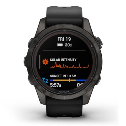 Zegarek Garmin Fenix 7S Pro Sapphire Solar Tytan węglowoszary z czarnym paskiem 010-02776-11