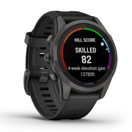 Zegarek Garmin Fenix 7S Pro Sapphire Solar Tytan węglowoszary z czarnym paskiem 010-02776-11