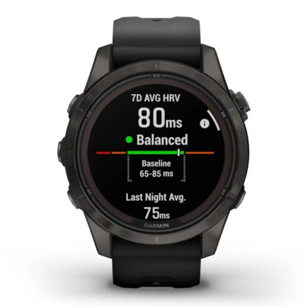 Zegarek Garmin Fenix 7S Pro Sapphire Solar Tytan węglowoszary z czarnym paskiem 010-02776-11