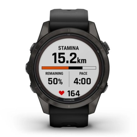 Zegarek Garmin Fenix 7S Pro Sapphire Solar Tytan węglowoszary z czarnym paskiem 010-02776-11