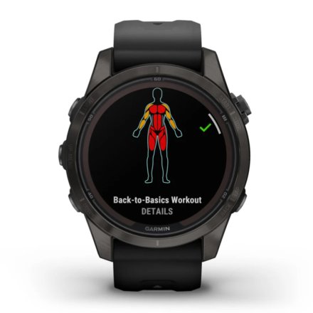 Zegarek Garmin Fenix 7S Pro Sapphire Solar Tytan węglowoszary z czarnym paskiem 010-02776-11