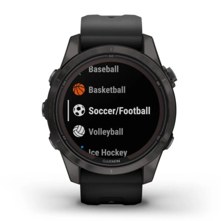 Zegarek Garmin Fenix 7S Pro Sapphire Solar Tytan węglowoszary z czarnym paskiem 010-02776-11