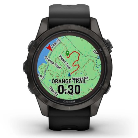 Zegarek Garmin Fenix 7S Pro Sapphire Solar Tytan węglowoszary z czarnym paskiem 010-02776-11