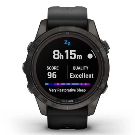 Zegarek Garmin Fenix 7S Pro Sapphire Solar Tytan węglowoszary z czarnym paskiem 010-02776-11