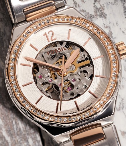 Damski zegarek automatyczny Fossil Eevie z bransoletką BQ3780