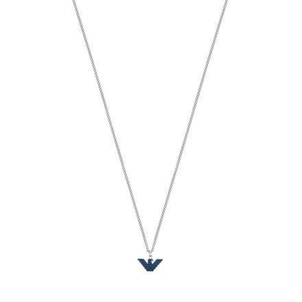 Srebrny naszyjnik Emporio Armani z niebieskim logo EGS2909040