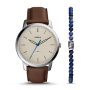 Zestaw męski zegarek i bransoletka Fossil Minimalist FS5966SET