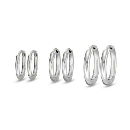 Zestaw 3 pary srebrne kolczyki kółka Fossil Set JA7139040
