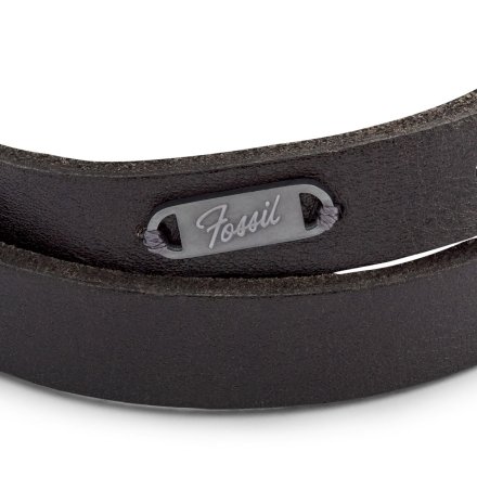 Męska czarna bransoletka skórzana pasek Fossil JF04128793
