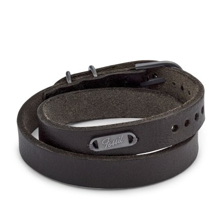 Męska czarna bransoletka skórzana pasek Fossil JF04128793