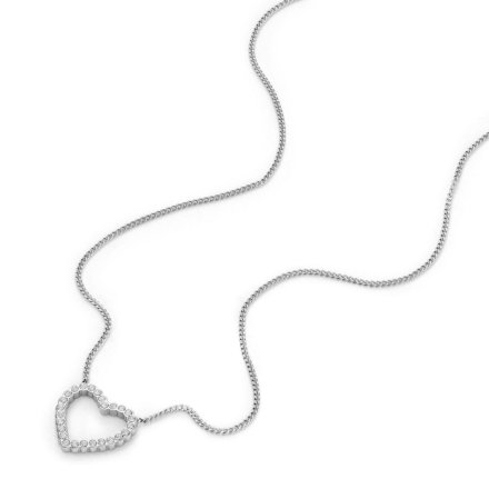 Srebrny naszyjnik damski Fossil Sadie serce z kryształkami JF04333040