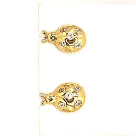 Złote kolczyki biedronki z cyrkoniami • Złoto 585 1.02g
